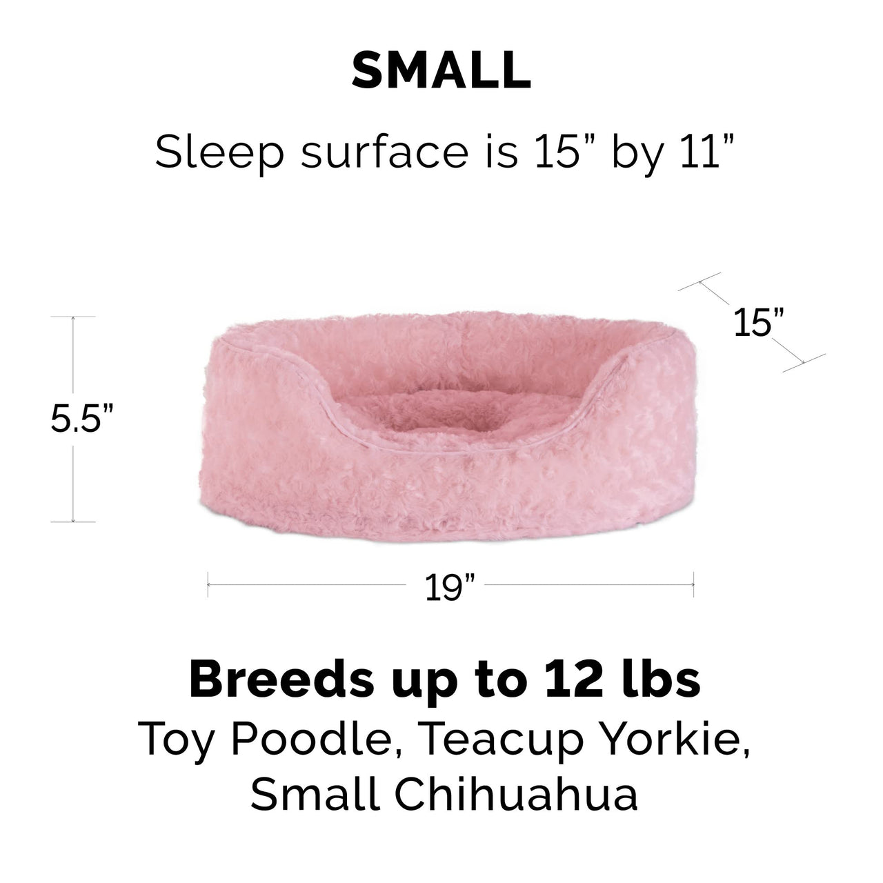 Furhaven Dog Bed for Small Dogs w/ Removable Washable Cover & Pillow Cushion Insert, For Dogs Up to 12 lbs - Ultra Plush Faux Fur Oval Lounger - Pink, Small Oval (Fiber-Filled Base) 19.0"L x 15.0"W x 5.5"Th Plush Pink