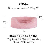 Furhaven Dog Bed for Small Dogs w/ Removable Washable Cover & Pillow Cushion Insert, For Dogs Up to 12 lbs - Ultra Plush Faux Fur Oval Lounger - Pink, Small Oval (Fiber-Filled Base) 19.0