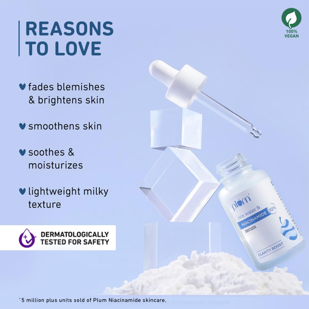 Plum 10% Niacinamide Serum with Rice Water | Provides Clear, Glowing & Brightening Skin | for Acne Prone, Combination, Oily & Sensitive Skin | Oil Control & Anti Acne Face Serum for Women & Men | 15ml