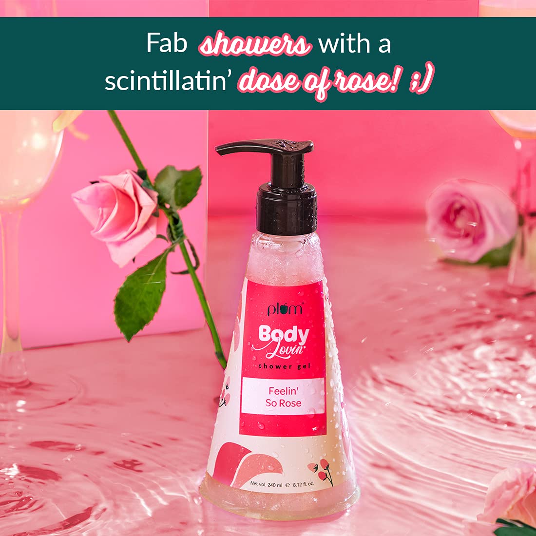 Plum BodyLovin' Feelin' So Rose Shower Gel | SLS-Free Body Wash For Women | Long Lasting Musky Rose Fragrance | Aloe-Infused Nourishing Body Cleanser For Soft & Smooth Skin (240 ml) (Pack of 2)