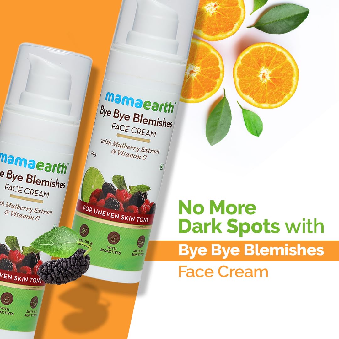 Mamaearth Bye Bye Blemishes* Face Cream, For Pigmentation & Blemish Removal, With Mulberry Extract & Vitamin C - 30ml