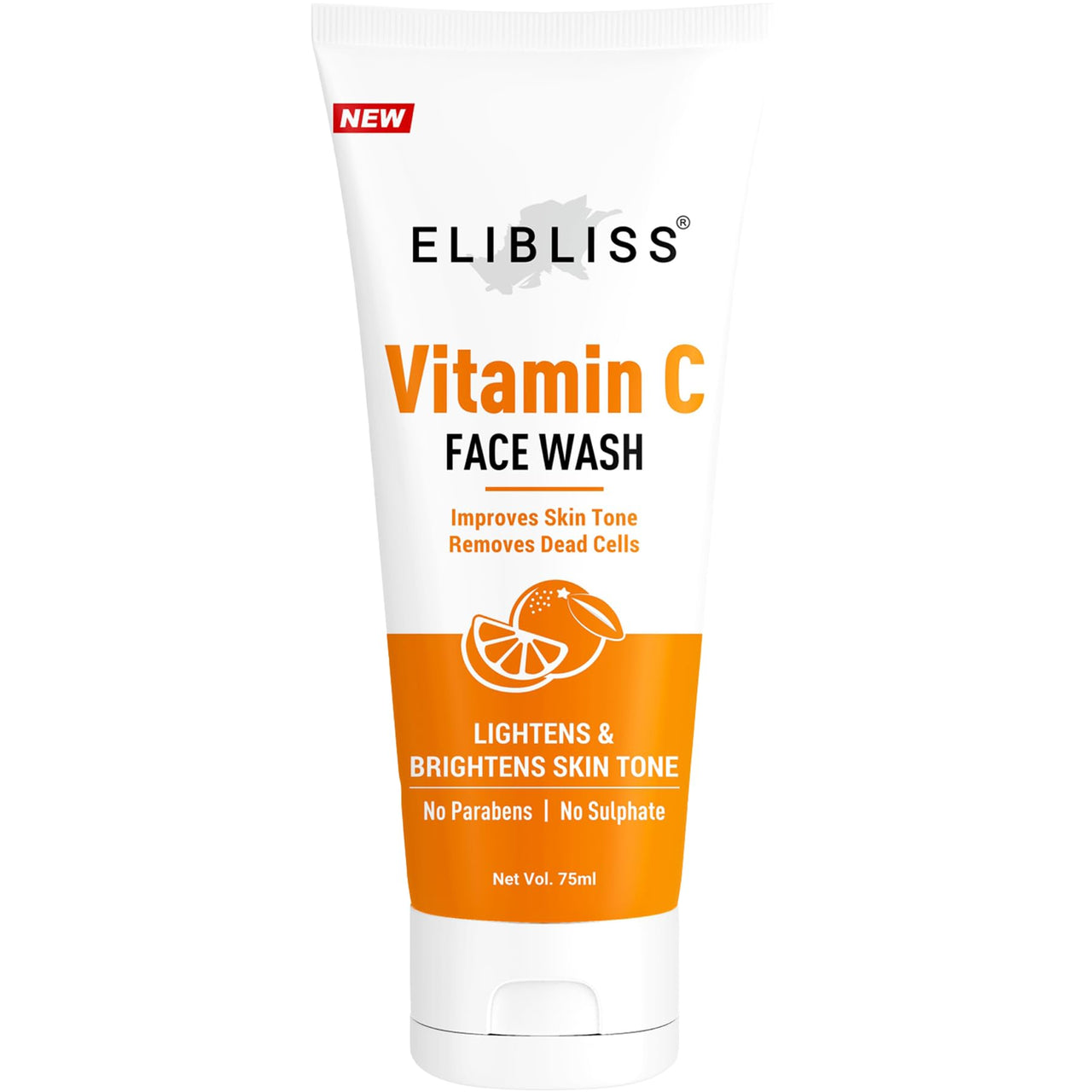Elibliss Vitamin C Face Wash for Glowing Skin, Lightens & Brightens Skin Tone | Removes Dead Cells & Impurities | Refreshing Citrus Face Cleanser | No Paraben | No Sulphate | For All Skin Types | 75ml