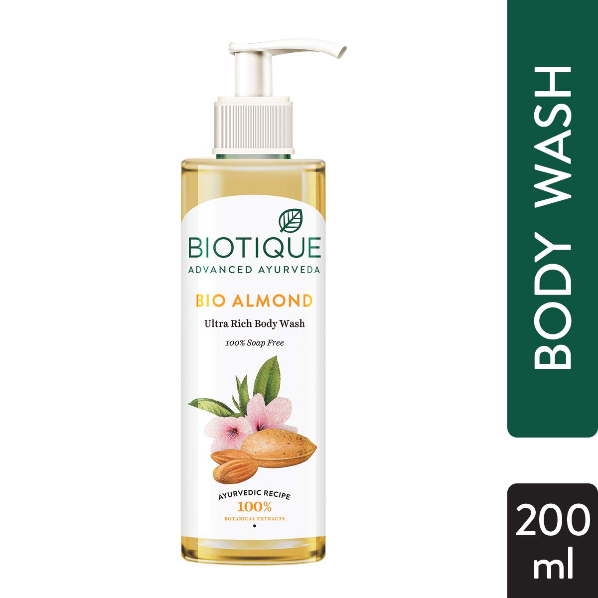 Biotique Basil & Parsley Body Wash, Transparent, 200 ml And Biotique Almond Oil Ultra Rich Body Wash, Botanical Extracts, 200 ml And Biotique Apricot Body Wash, Transparent, 200 ml