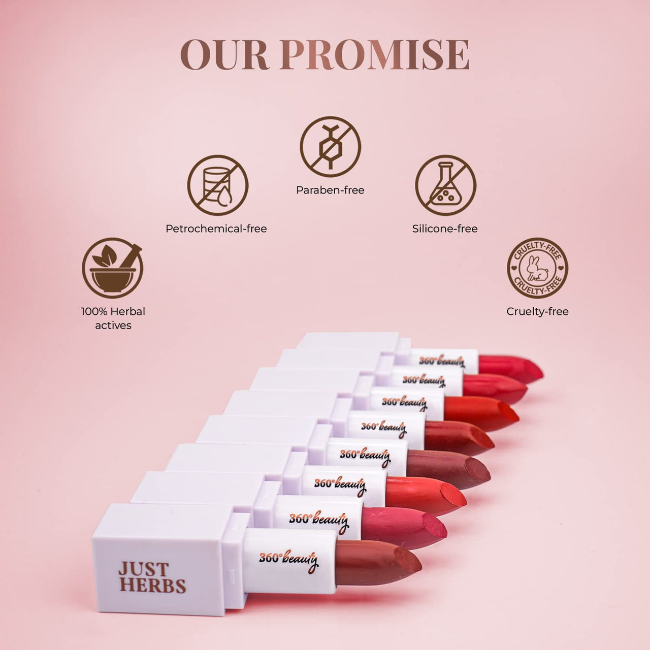 Just Herbs Ayurvedic Creamy Matte Lipstick For Moisturized Lips - Parabens & Chemical Free 06 Burnt Red (Half - Size) 1.8gm
