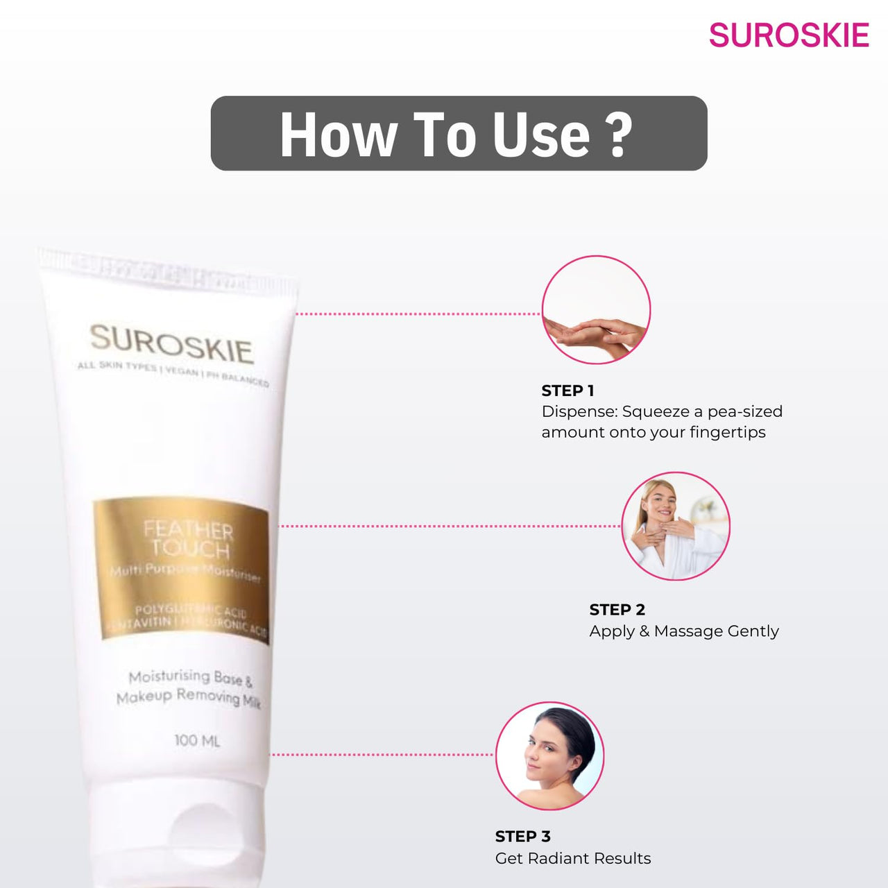 Suroskie Ace Your Base Makeup Combo (Setting Spray & Primer) | Rose Glass Skin Mist & Feather Touch Moisturizer (100Ml Each) | For Glowing Skin | Up To 72 Hrs | All Skin Types | For Men & Women