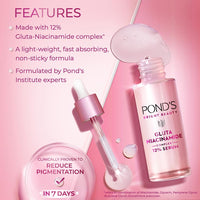 POND's Bright Beauty Anti-Pigmentation Serum For Flawless Radiance, 12% Gluta-Niacinamide Complex, Reduces Pigmentation, 28 Ml