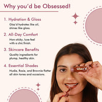 Rufa Beauty Glaz'd Lip Oil with Glossy, Glassy Finish and Deep Nourishing Effects (5ml) (Nudie)