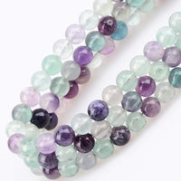 100Pcs Natural Crystal Beads Stone Gemstone Round Loose Energy Healing Beads with Free Crystal Stretch Cord for Jewelry Making (Flourite, 6MM) Flourite