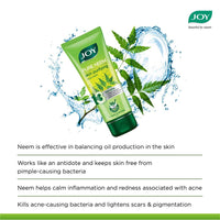Joy Skin Purifying Neem Face Wash for Oily & Acne-Prone Skin | Fights Pimples, Controls Excess Oil & Unclogs Pores | Natural Antibacterial Formula | Men & Women 100ml x 2