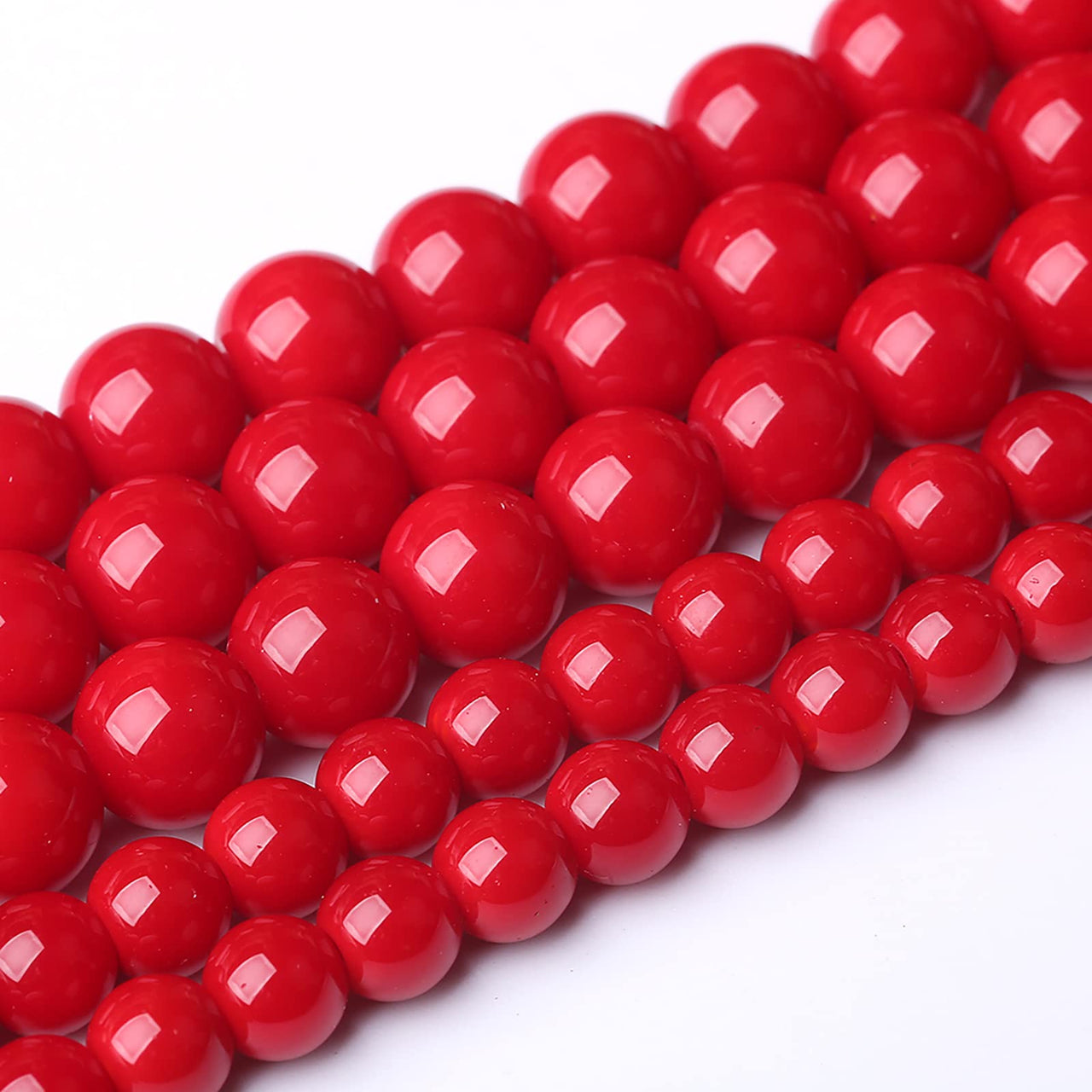 6MM 61pcs Red Glass Beads for Jewelry Making Round Loose Spacer Crystal Energy Healing Power Stone Beads DIY Bracelet Necklace Accessories 6mm