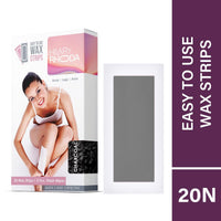 Hilary Rhoda Easy To Use Wax Strips | Gel Wax Hair Removal | Full Body Wax Strips for Arms,Legs & Body | Salon Like Results at Home Wax Strips | With 2 Finish Wipes | 20 Strips (Charcoal)