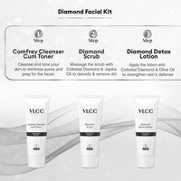 VLCC Diamond Facial Kit - 60g with FREE Vitamin C Serum - 15ml for Skin Purification & Skin Hydration | With Colloidal Diamond, Jojoba Oil, Vitamin C, and Ferulic Acid