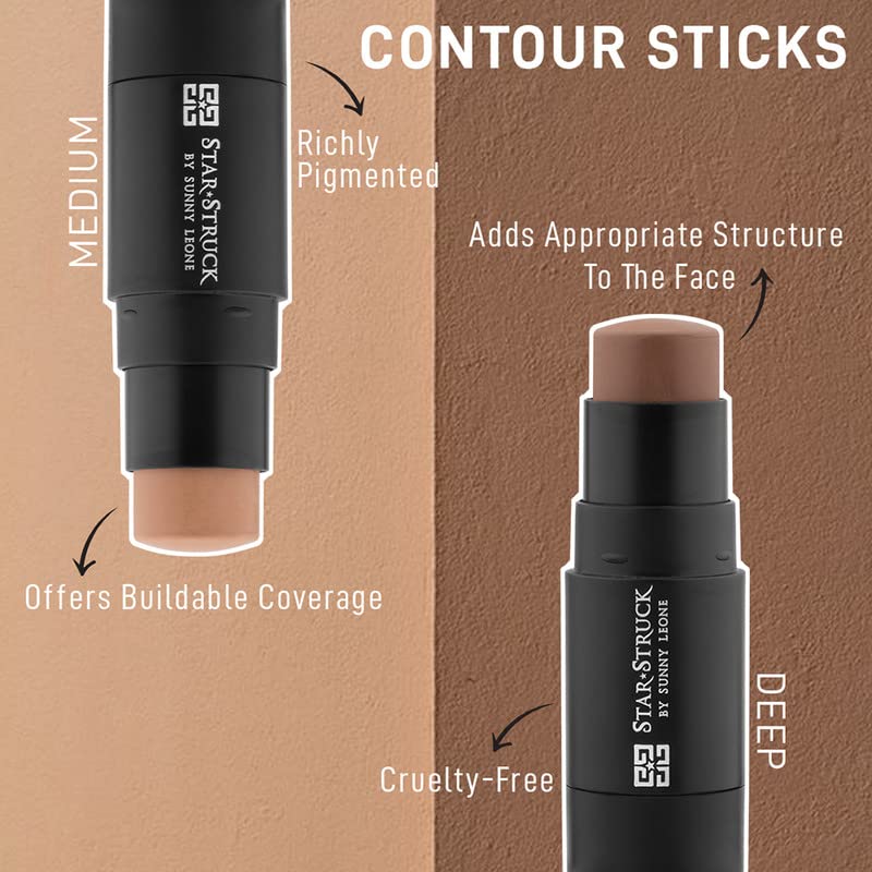 STARSTRUCK BY SUNNY LEONE Contour Stick for Face Makeup | Matte Finish & Long Lasting Formula for Face Makeup Medium Brown