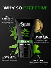 Beardo Purifying Neem Face Wash for Oil Control, 100ml (Pack of 2) | Soothes & Heals | Daily facewash for men | Gentle cleansing for oily-acne-prone skin