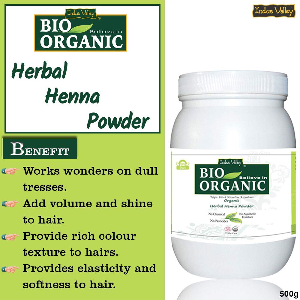 INDUS VALLEY Herbal Henna Powder Jar Pack - Set of 2 (500g*2=1000g)