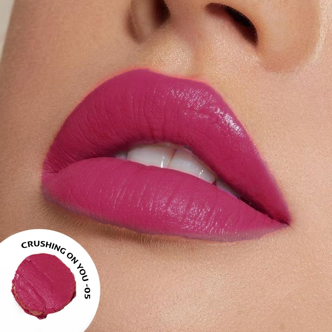 SOKU Censored Matte Long Lasting Lipstick for Women | Creamy Lipstick | Enriched with Jojoba Oil | Moisturising & Waterproof | Smooth Finish & Lightweight (Crushing On You 02) - 4.2g
