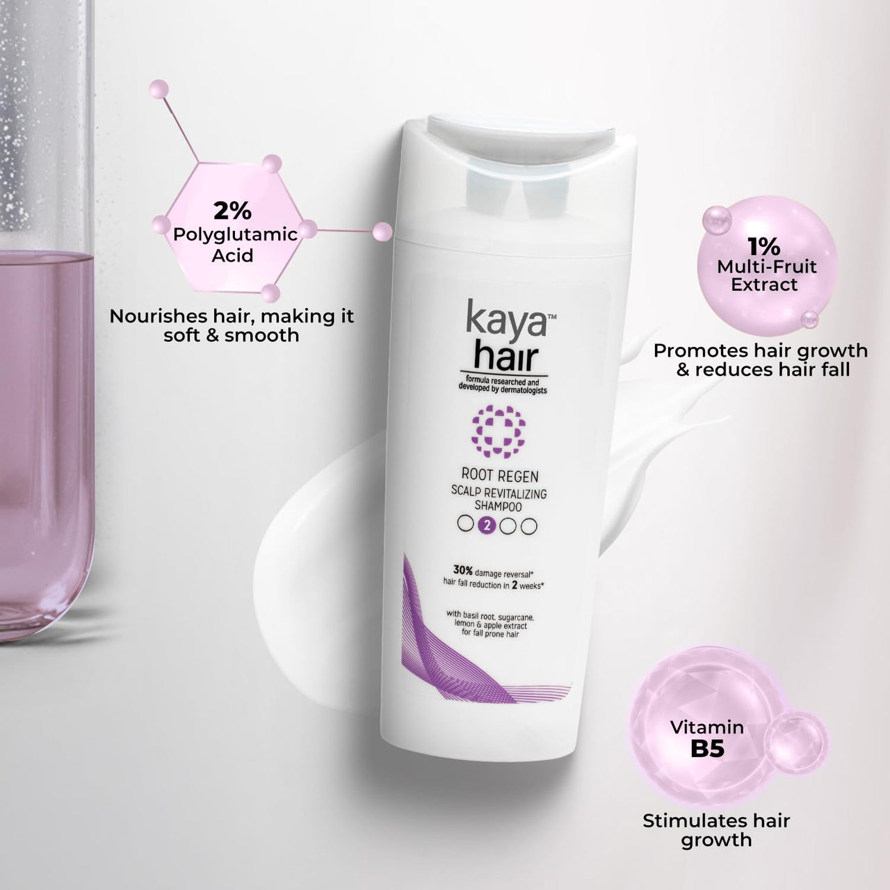 Kaya Clinic Scalp Revitalizing Shampoo Mild Every Day Use Shampoo, Balances pH, Reduces Hair Fall, Contains Basil, Sugarcane, Lemon, Apple Extracts, 225ml