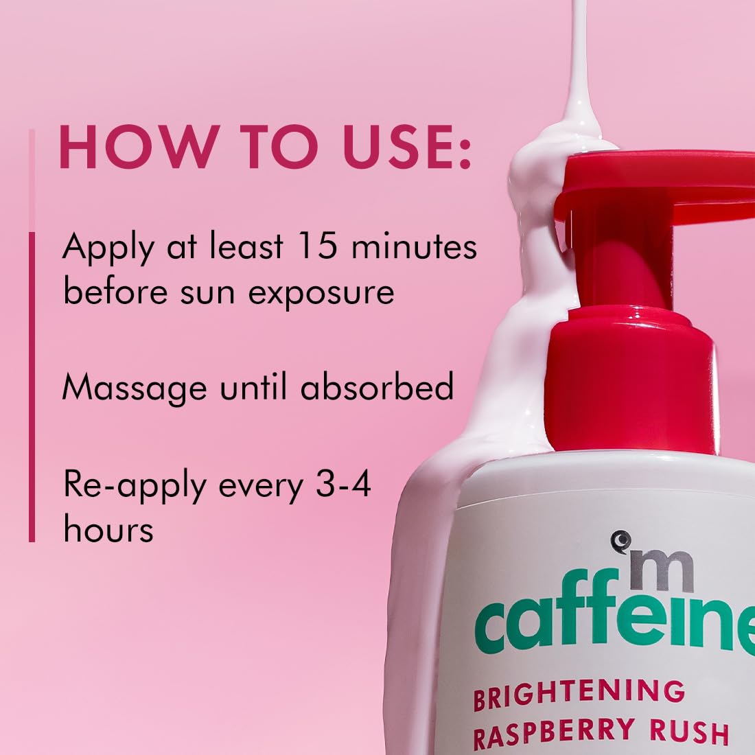 mCaffeine Brightening SPF 50 PA+++ Body Sunscreen Lotion | Instant Cooling, De-tan Body Lotion with Vitamin C Rich Raspberries & Niacinamide | Lightweight, Non-sticky Sun Protection - 200ml