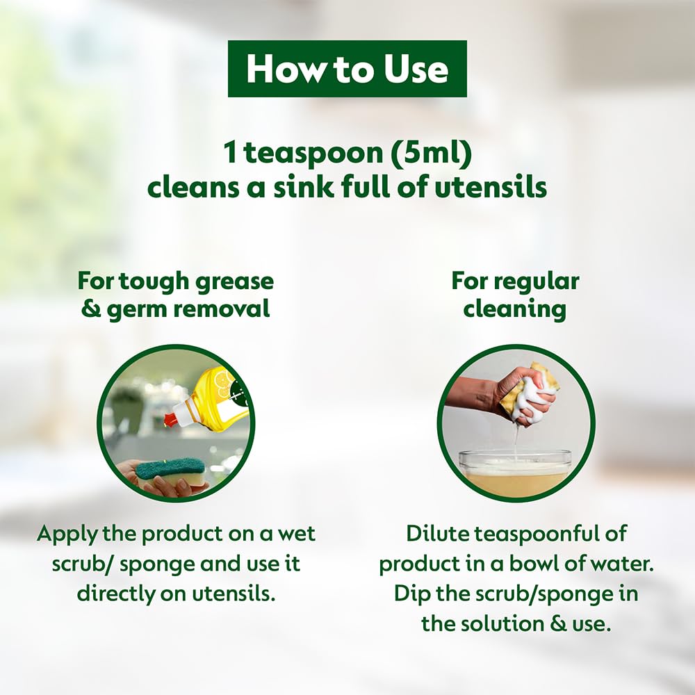 Dettol Lemon Fresh Dishwash liquid and Kitchen Gel || Cuts Tough Grease || Remove germs || 1500ml, (Refill Pack)