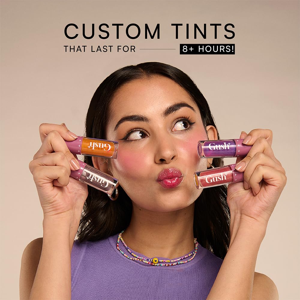 GUSH Pink Tint Colour Changing pH Lip Oil | Long Lasting Hydration & Nourishment | Enriched with Jojoba and Rosehip Oils | Weightless, Non-Sticky & Glossy Finish | (Golden Hour 5ml)