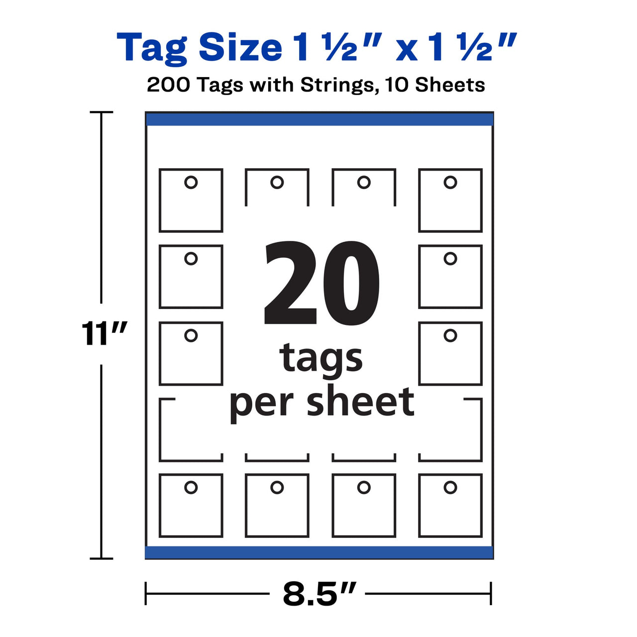 Avery Printable Blank Square Gift Tags with Sure Feed, 1.5" x 1.5", White, 200 Customizable Tags with Strings (22849)