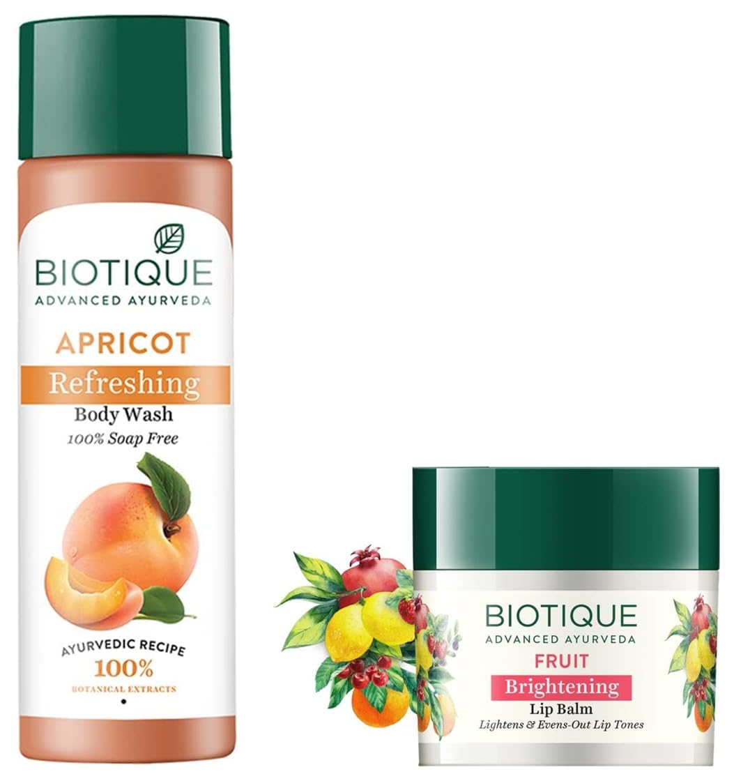 Biotique Bio Fruit Whitening Lip Balm, 12g And Biotique Bio Apricot Refreshing Body Wash, 190ml