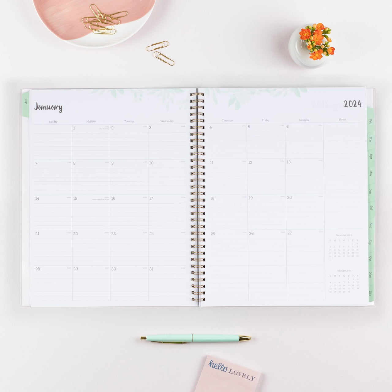 Blue Sky 2024 Weekly and Monthly Planner, January - December, 8.5" x 11", Frosted Cover, Wirebound, Laurel (144729) 8.5" x 11" New Version