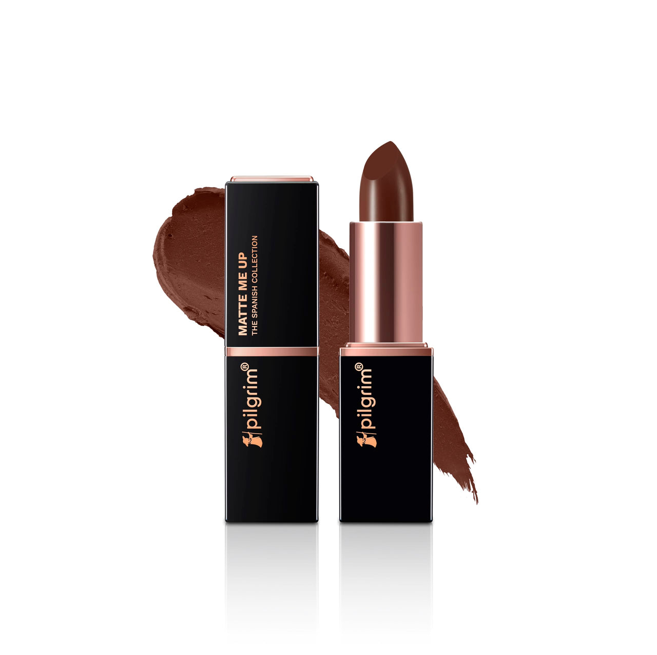 Pilgrim Matte Me Up Bullet Lipstick 4.2g | Creamy, Lightweight, Bold, Non Drying | SPF 30 | Enriched With Hyaluronic Acid & Spanish Squalane | Lipstick for dusky skin tone | Chocolate Tease -32