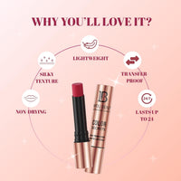 Lakyou Beauty Color Secrets | Non-Transfer Matte Lipstick | Bold Red | Long Lasting Wear | 4g | (B08(Rouge))