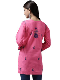 Ada Women's  Cotton Top Hand Embroidered Lucknowi Chikankari Tunic Kurti