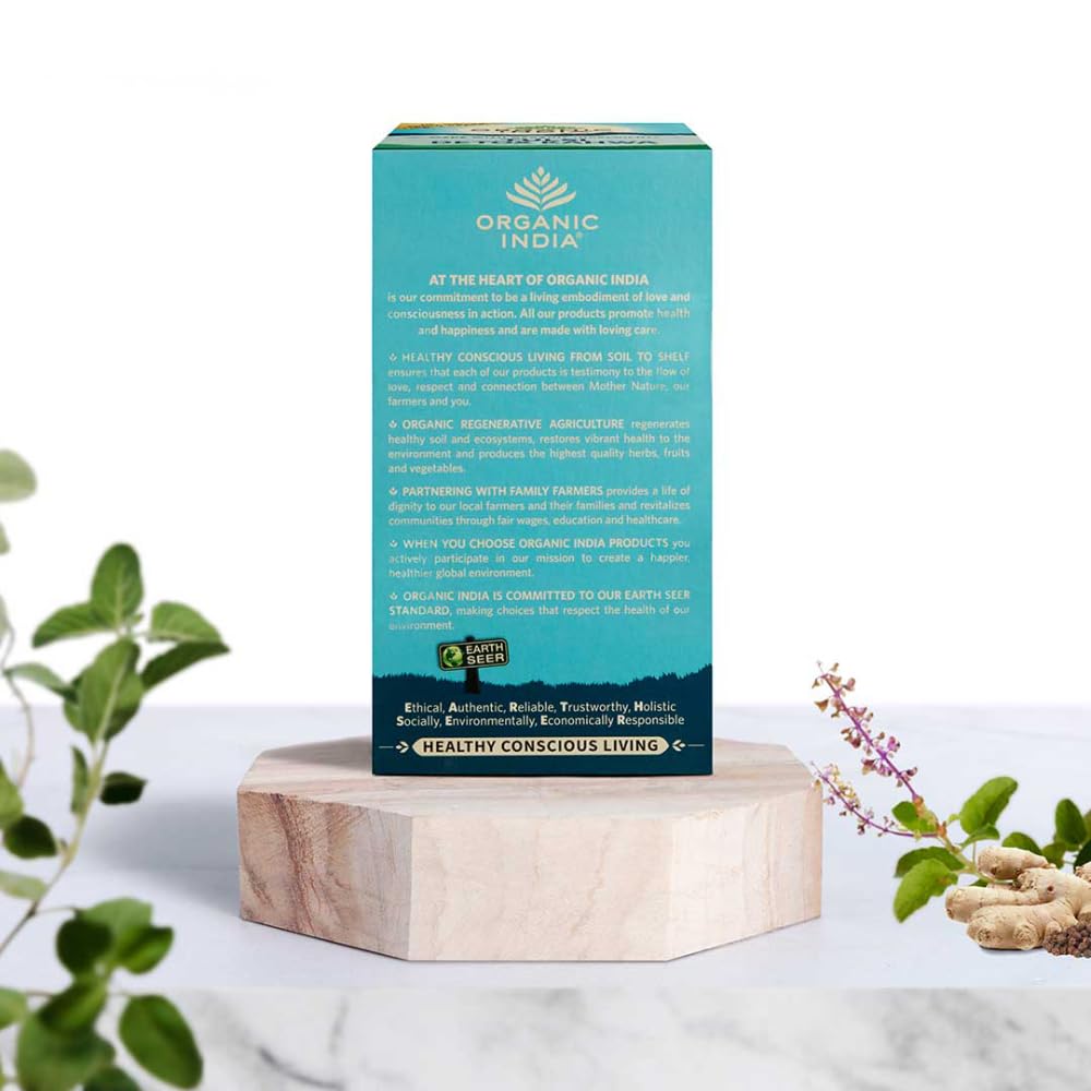 A TATA Product - Organic India Tulsi Detox Kahwa - 25 Tea Bags, Helps Improve Digestion & Detoxification, Rich in Antioxidants, Made with Tulsi, Ginger, Clove, and Green Tea
