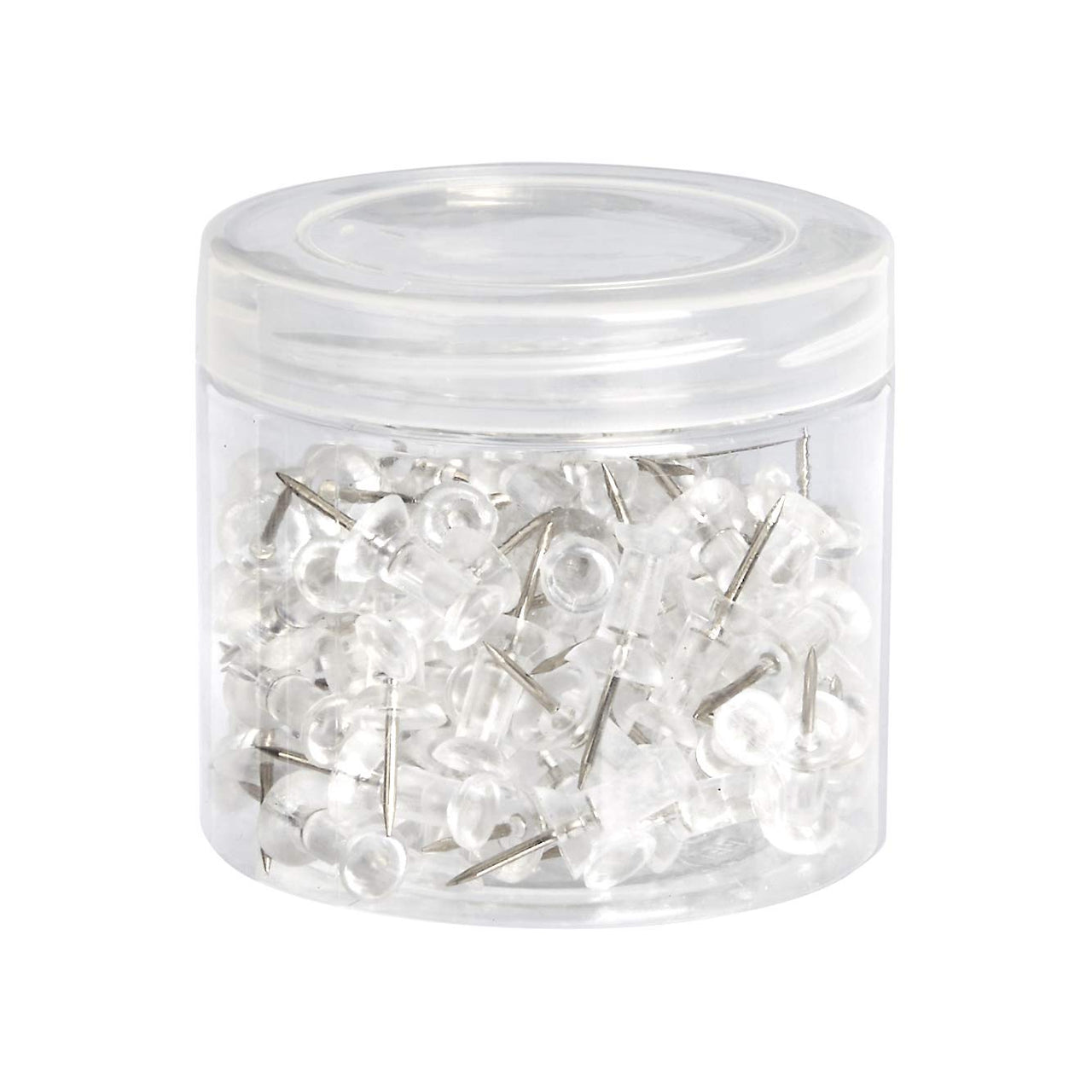 Basics Push Pins Tacks, Clear Plastic Head, Steel Point, 100-Pack 100 pack