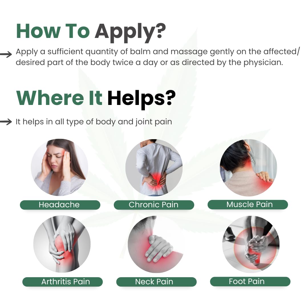 Cannarma Hemp Pain Relief Balm - 15 g | Ayurvedic Pain Relief Balm | Suitable for Arthritis Pain, Knee Pain, Back Pain, Neck Pain, Shoulder Pain, Headache, and Suitable for Sports & gym related injuries