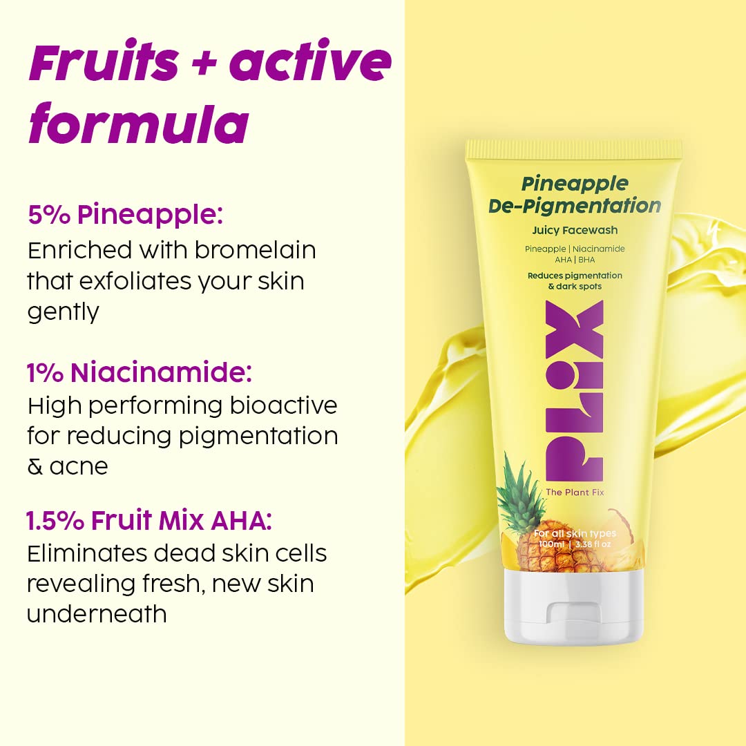 PLIX THE PLANT FIX 5% Pineapple Foaming Face Wash And Serum Combo for Pigmentation & Dark Spots, Dullness, Reveal l Brighter, Even Toned Complexion l All Skin Types