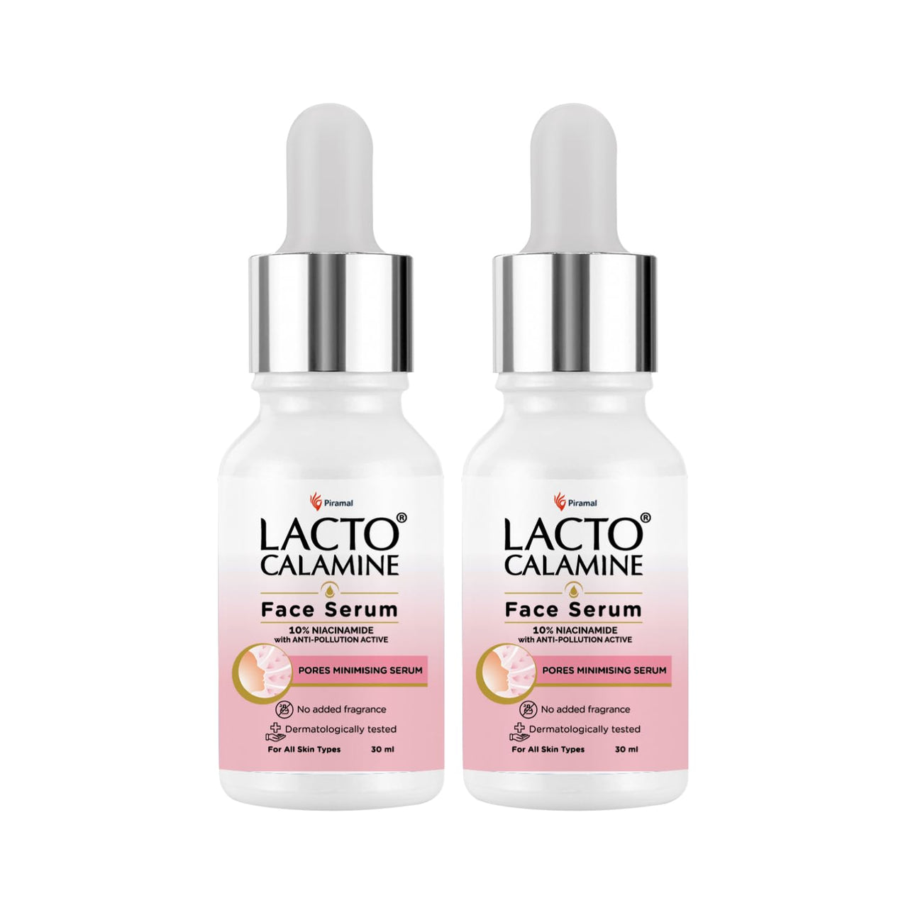 Lacto Calamine 10% Niacinamide Face Serum | 30ml x Pack of 2 | Pore Minimizing, Acne Marks, Blemishes & Oil Balancing | Face Serum for Women & Men | Reduces Pigmentation | Dermatologically Tested