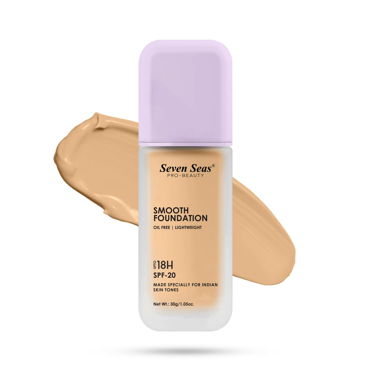 Seven Seas Smooth Foundation | Oil Free | Lightweight | Long Lasting Foundation for Face Makeup | SPF-20 (Ivory, 30G)