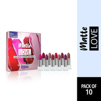 Blue Heaven Matte Love Mini Lipsticks pack of 10 | Long Lasting, Hydrating & Moisturizing Mini Roll on Lipsticks for Women | Soft-Matte Finish | 13g
