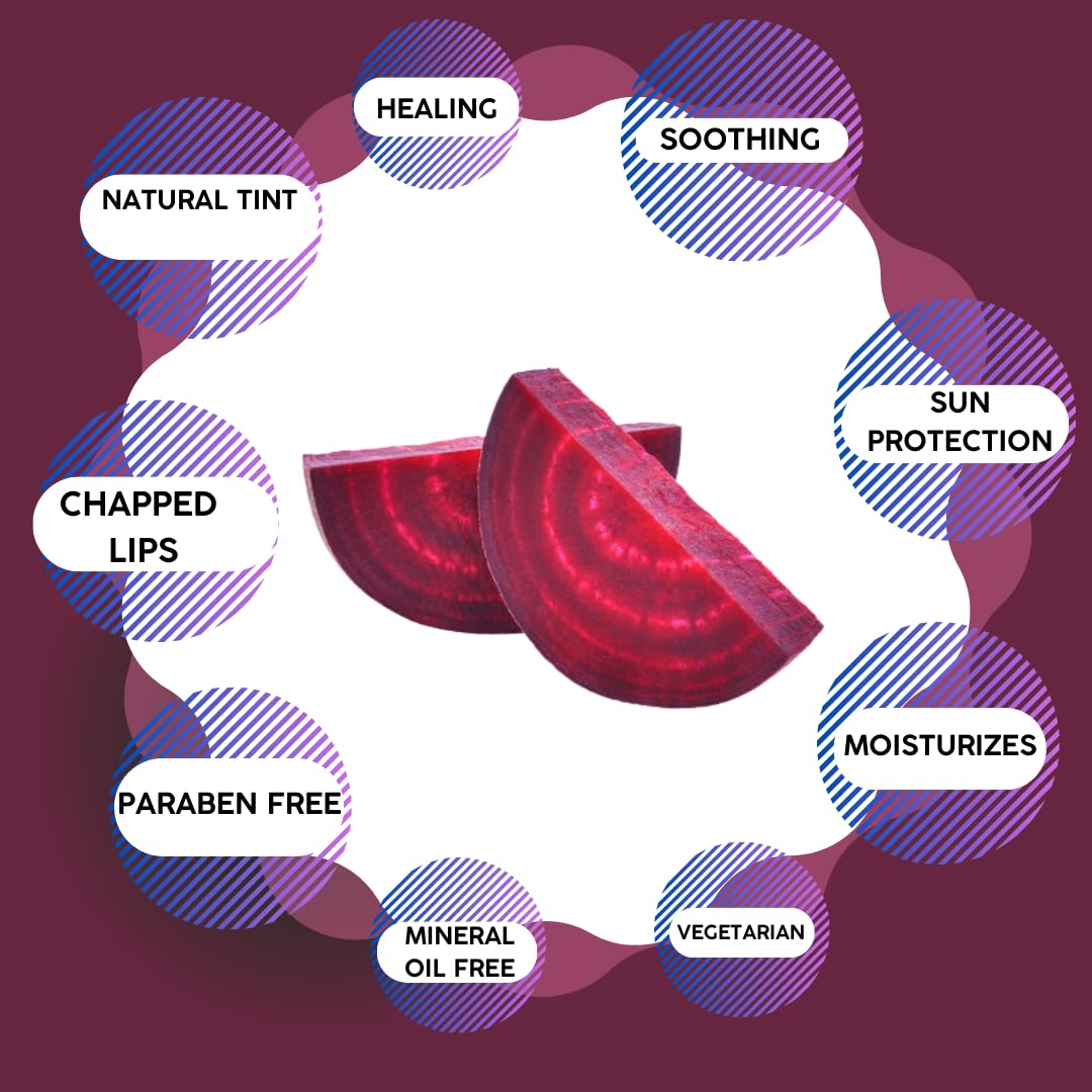 EcoBerry Beetroot Lip Balm, Natural Pink Lips Dry, Chapped Lips, Moisturizing, Conditioning, Natural SPF, Free from Mineral Oil, Preservative, Paraben, Veg 8g