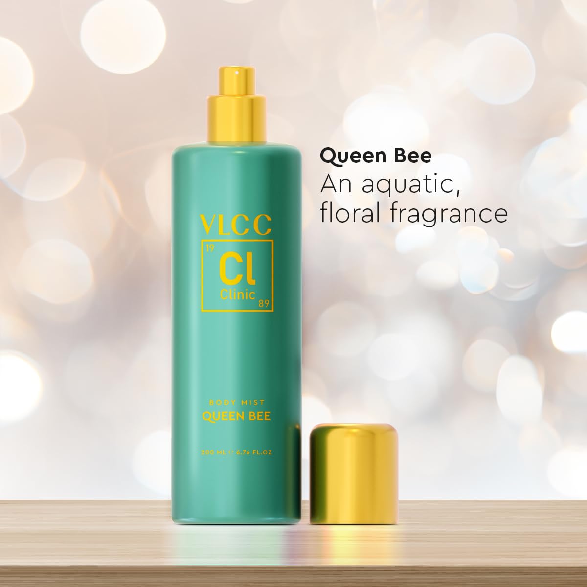 VLCC Clinic Body Mist "Queen Bee" - 200ml | Fresh, Woody, Citrusy Fragrance | Long Lasting Body Mist | Long Lasting Fragrance | Symbol of Elegancy | Paraben Free