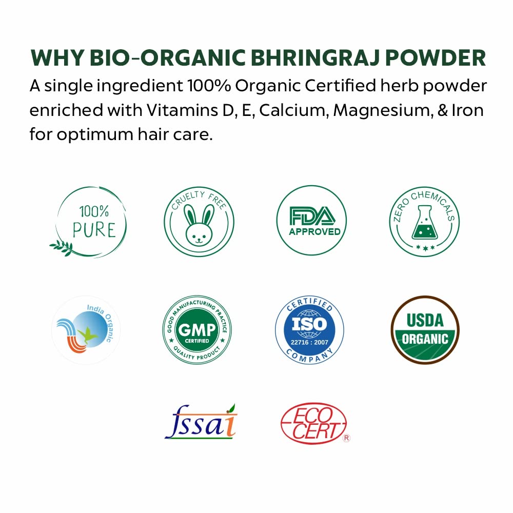 INDUS VALLEY Organic Bhringraj Powder | Eclipta Alba For Hair, 100G,Multi