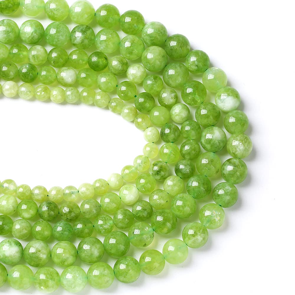 45pcs 8mm Natural Peridot Green Lace Jades Beads Round Loose Spacer Beads for Jewelry Making DIY Bracelets Crystal Energy Healing Power Stone 15 Inch Green Peridot Jade