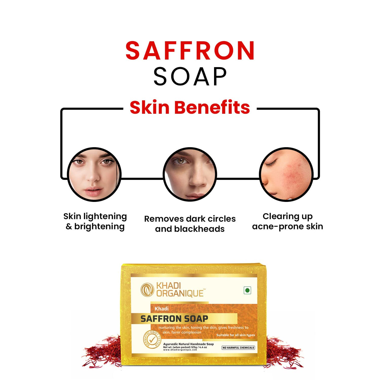 Khadi Organique Natural Herbal Saffron Soap Pack of 5