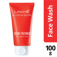 Lakmé Blush & Glow Gel Face Wash, Strawberry Blast, 100G And Strawberry Creme Face Wash, 100G