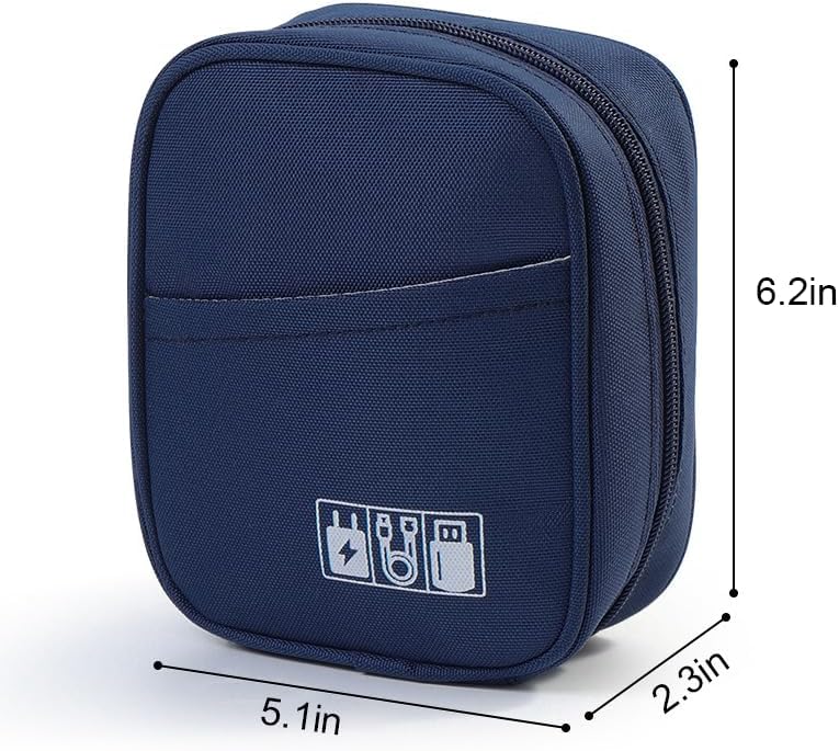 Travel Cable Organizer Bag, Water Resistant Cable Organizer for Cord, Phone Charger, Flash Drive, SD Card, Electronic Accessories Carry Case for Travel, Business Trip, Airplane (Navy Blue)