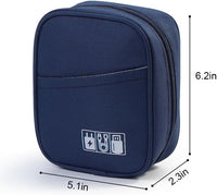 Travel Cable Organizer Bag, Water Resistant Cable Organizer for Cord, Phone Charger, Flash Drive, SD Card, Electronic Accessories Carry Case for Travel, Business Trip, Airplane (Navy Blue)