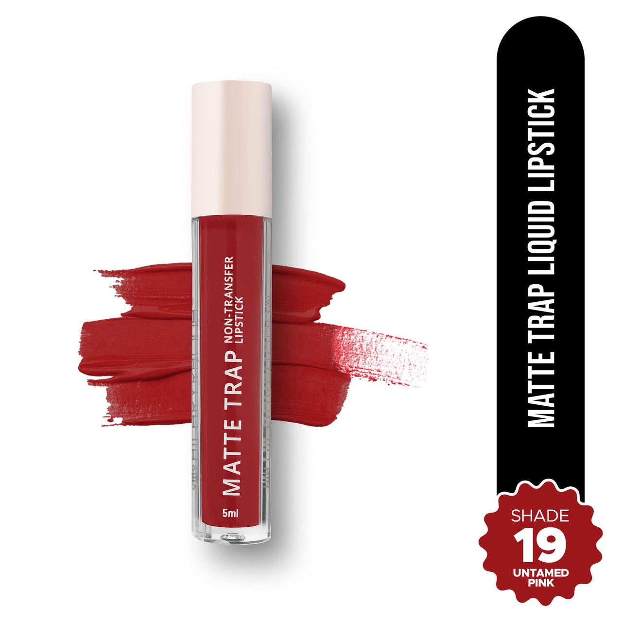 Hilary Rhoda Matte Trap Liquid Lipstick | Non-Transfer & Waterproof Lipstick | 8-Hour Long Stay | Non-Drying Formula | 5ml (Untamed Pink - Shade 19)