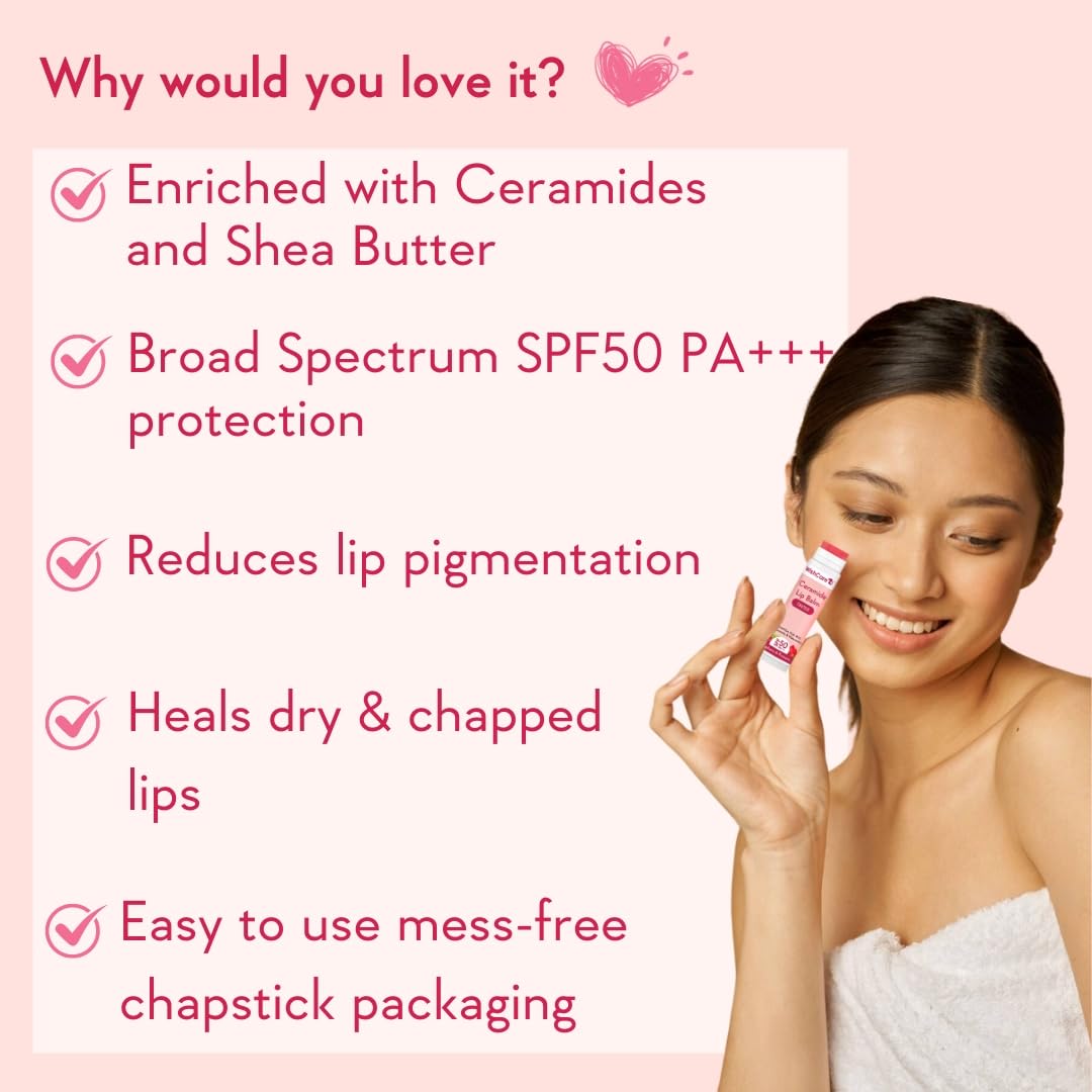 WishCare Tinted & Untinted Ceramide Lip Balm for Dark Lips with SPF 50 & Kojic Acid (5gm + 5gm)