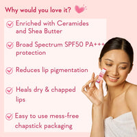 WishCare Tinted & Untinted Ceramide Lip Balm for Dark Lips with SPF 50 & Kojic Acid (5gm + 5gm)