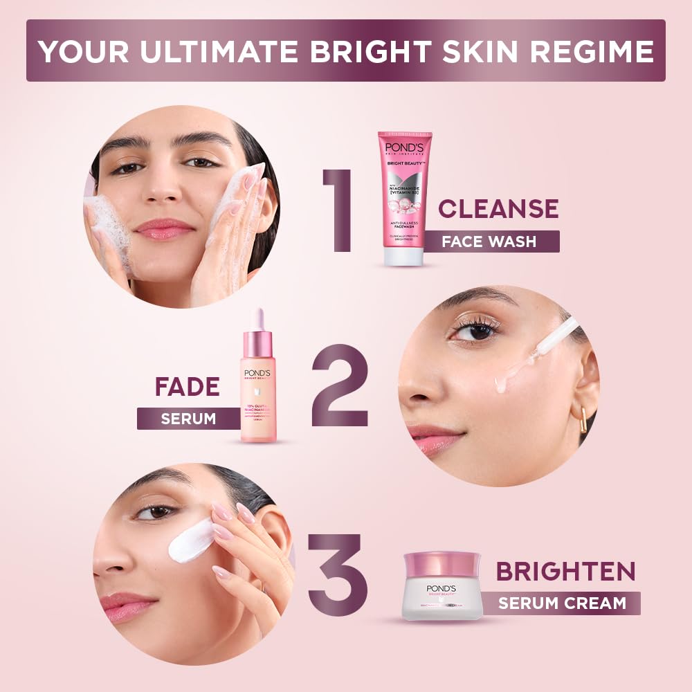 Pond's Bright Beauty Anti-Spot Serum Cream with Niacinamide and SPF 15 PA++, Fades Dark Spots and Reveals Bright Skin, 50g