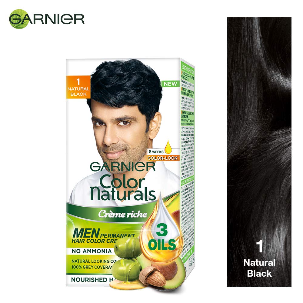 Garnier Color Naturals Crème hair color, Shade 1 Natural Black, 70ml + 60g And Garnier Color Naturals Men, Natural Black, 30ml+30gm